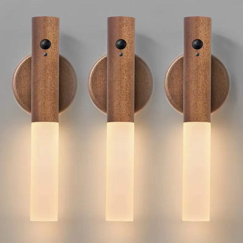 Smart Motion Sensor Night Light LED Rechargeable Magnetic Wall Lamp Portable for Hallway Bedroom Stairs Bathroom Cabinets Decor
